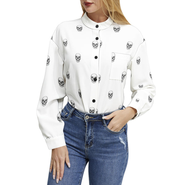 Long Sleeve Button Up Casual Shirt Top - Objet D'Art