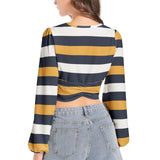 Women's Deep V-Neck Lantern Sleeve Crop Top - Objet D'Art