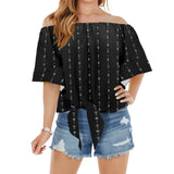 arrows rising bw print 2 Off Shoulder Knot Front Blouse (Model T71) - Objet D'Art