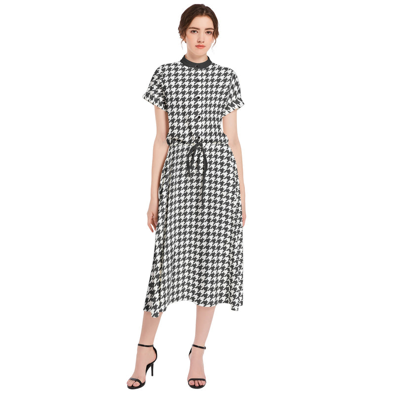 Drawstring Waist A-line Flared Midi Dress - Objet D'Art