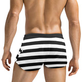 bw bold striped print 2 Men's Swim Trunks with Zipper Pocket (Model L71) - Objet D'Art