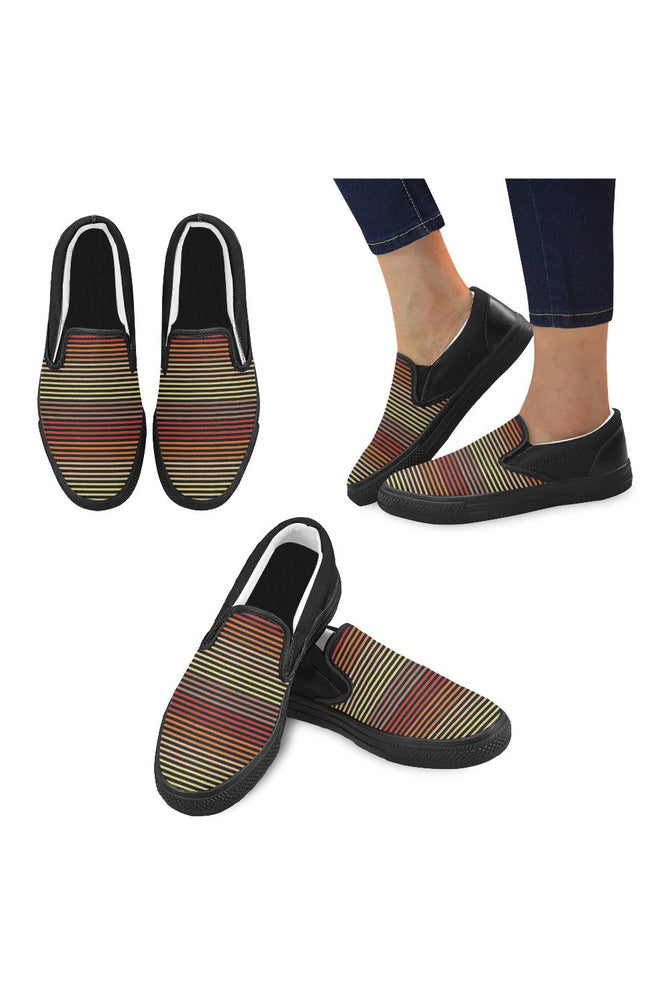 Spectral Lines Men's Slip-on Canvas Shoes (Model 019) - Objet D'Art