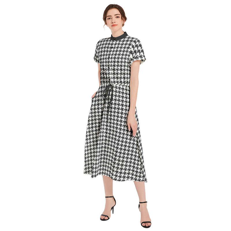 Drawstring Waist A-line Flared Midi Dress - Objet D'Art
