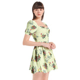 M Kemp Dahlia Puff Sleeve Sweetheart Neck Short Dress - Objet D'Art