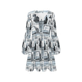 selenium lady liberty print 6 V-Neck Loose Fit Dress (Model D62) - Objet D'Art