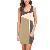 earthtone partitions print Medea Vest Dress (Model D06) - Objet D'Art