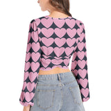 Women's Deep V-Neck Lantern Sleeve Crop Top - Objet D'Art