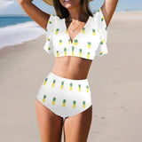 marine camo Women's Ruffle Sleeve Bikini Swimsuit (Model S42) - Objet D'Art