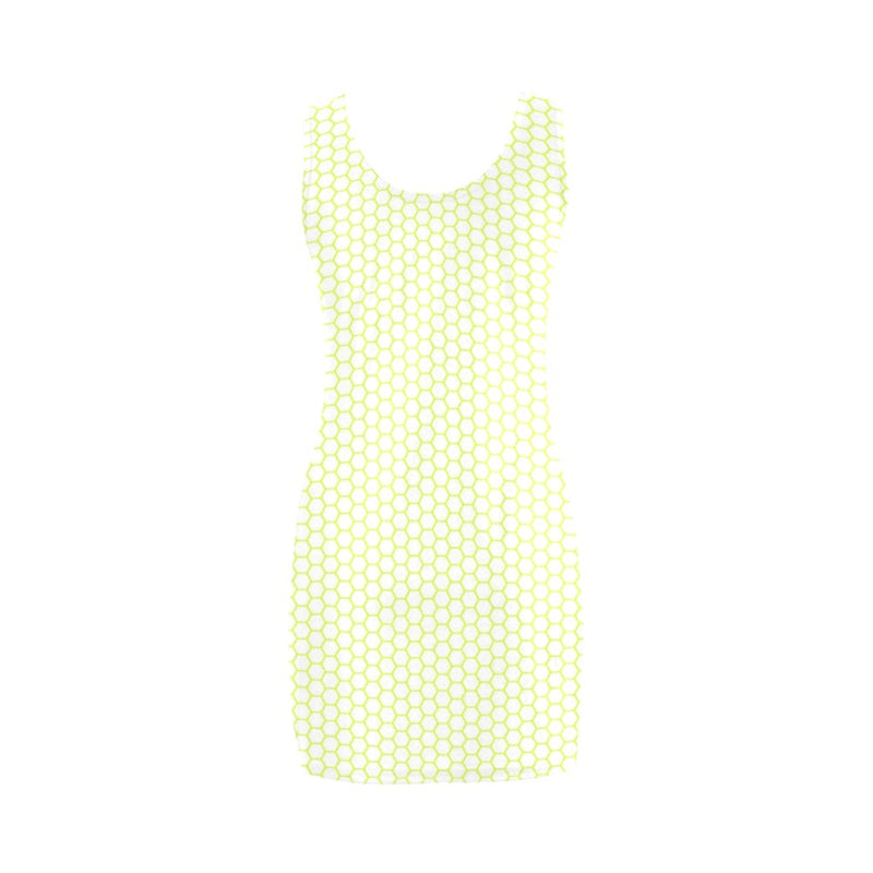 white on neon green hex print Medea Vest Dress (Model D06) - Objet D'Art