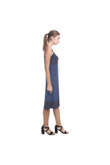 winter blue stripes Alcestis Slip Dress (Model D05) - Objet D'Art