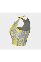 Yellow & Gray Floral Athletic Top - Objet D'Art