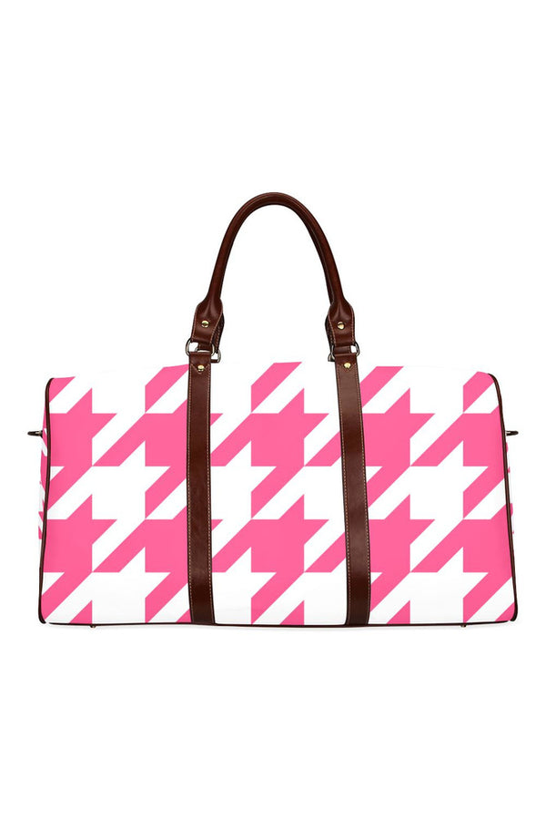 Pink Houndstooth Waterproof Travel Bag/Large - Objet D'Art