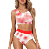 pure red print Crop Top Bikini Set (Model S21) - Objet D'Art