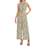 Halter Neck Buckle Belted Jumpsuit - Objet D'Art