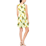 pineapple print leggings Thea Sleeveless Skater Dress(Model D19) - Objet D'Art