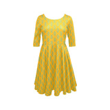 dark continent print 3 Half Sleeve Skater Dress (Model D61) - Objet D'Art