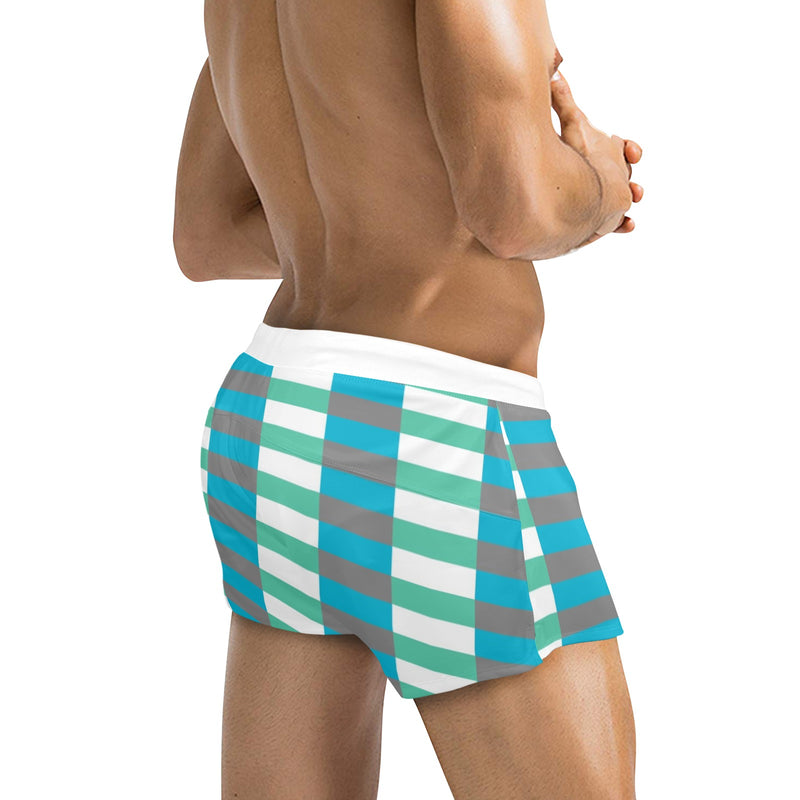 white solid print addsart Men's Swim Trunks with Zipper Pocket (Model L71) - Objet D'Art