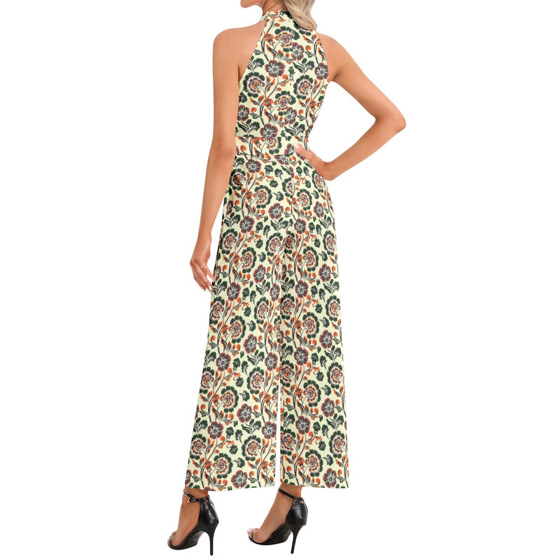 Halter Neck Buckle Belted Jumpsuit - Objet D'Art
