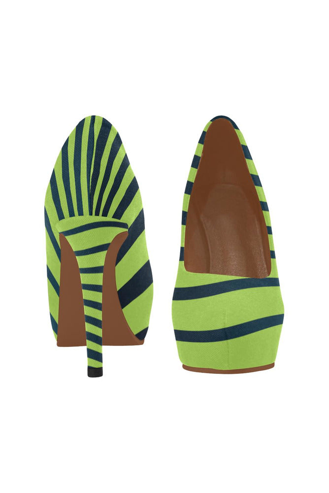 Lime Green Zebra Print Women's High Heels - Objet D'Art