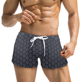 hex gray print Men's Swim Trunks with Zipper Pocket (Model L71) - Objet D'Art
