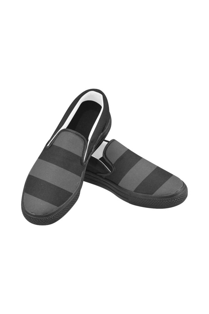 Black Stripes Men's Slip-on Canvas Shoes (Model 019) - Objet D'Art