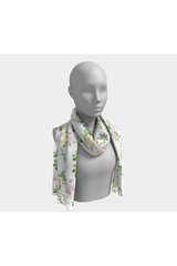 White Floral Long Scarf - Objet D'Art