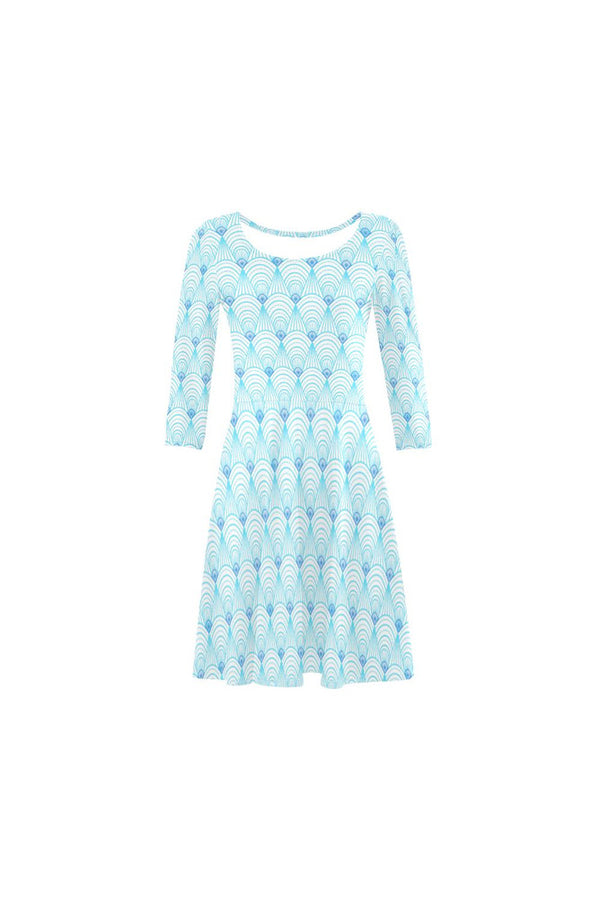 art deco aqua 50 3/4 Sleeve Sundress (D23) - Objet D'Art