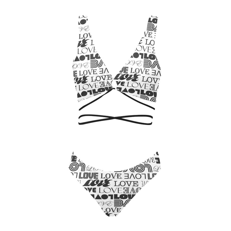 love print bw 2 Cross String Bikini Set (Model S29) - Objet D'Art