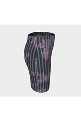 Pink & Gray Striped Fitted Skirt - Objet D'Art