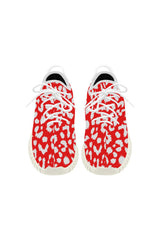 Red Leopard Print Grus Women's Breathable Woven Running Shoes - Objet D'Art