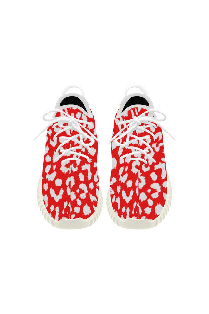 Red Leopard Print Grus Women's Breathable Woven Running Shoes - Objet D'Art