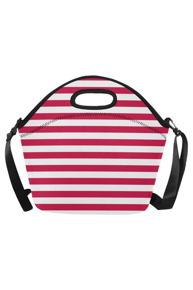 Red Stripes Neoprene Lunch Bag/Large (Model 1669) - Objet D'Art