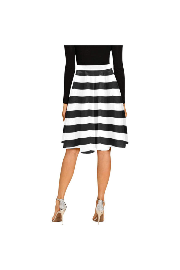 Black and White Striped Melete Pleated Midi Skirt - Objet D'Art