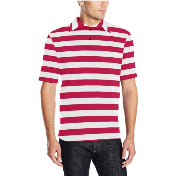 Red Stripes Men's Polo Shirt - Objet D'Art