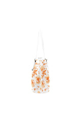 Orange Floral Leather Tote Bag/Small - Objet D'Art