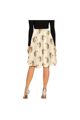Beige Floral skater_skirt_belt_template-Recovered Melete Pleated Midi Skirt (Model D15) - Objet D'Art