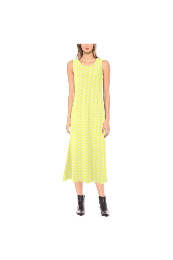 Yellow Polkadot Phaedra Sleeveless Open Fork Long Dress - Objet D'Art