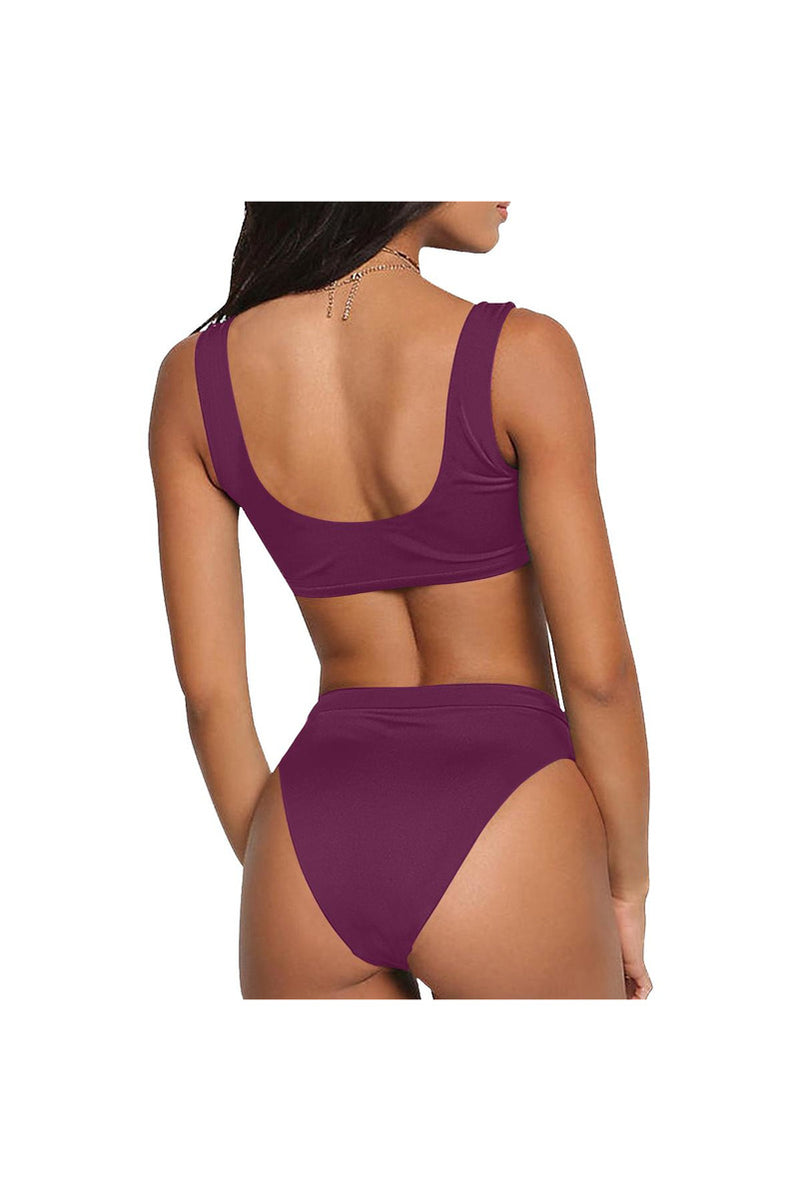 Plum Goodness Sport Top & High-Waisted Bikini Swimsuit (Model S07) - Objet D'Art