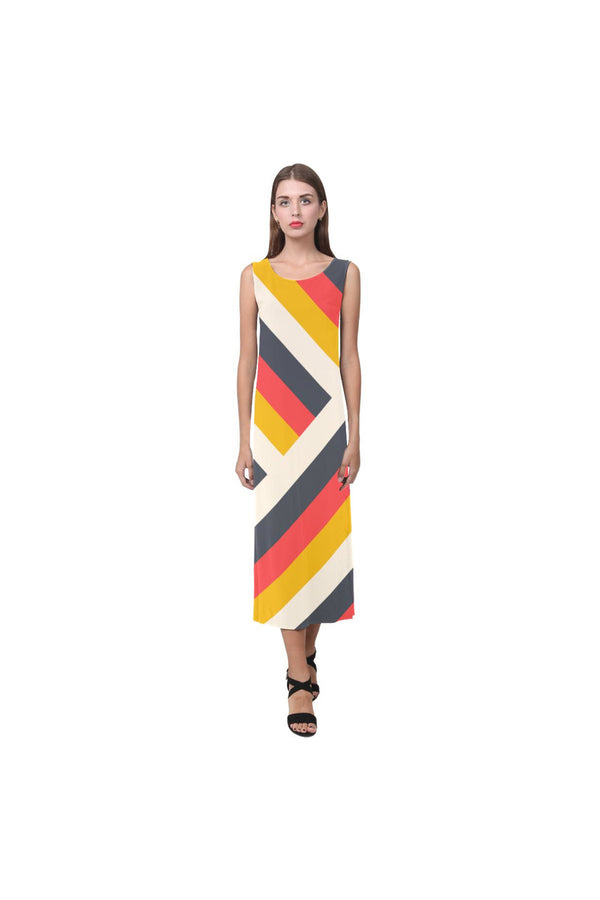 Midwestern Biased Stripes Phaedra Sleeveless Open Fork Long Dress - Objet D'Art Online Retail Store