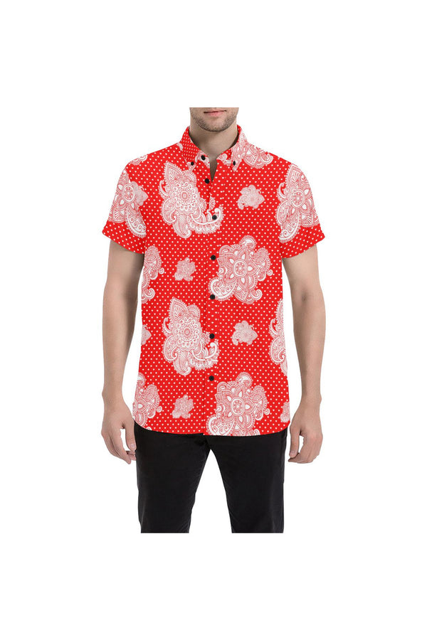 Floral Paisley on Hearts Men's All Over Print Short Sleeve Shirt - Objet D'Art Online Retail Store