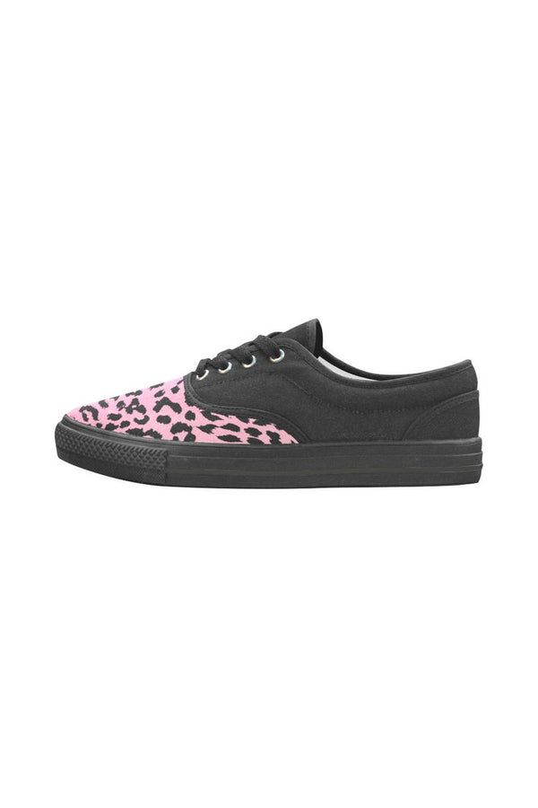 Pink Leopard Print Aries Women's Canvas Shoes - Objet D'Art