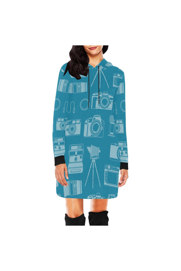 camera All Over Print Hoodie Mini Dress (Model H27) - Objet D'Art