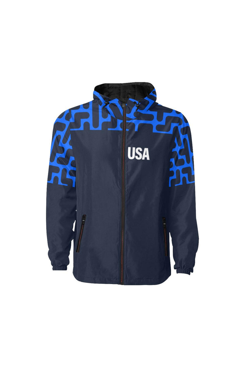 USA - HOOD MID TETRIS All Over Print Quilted Windbreaker for Men (Model H35) - Objet D'Art