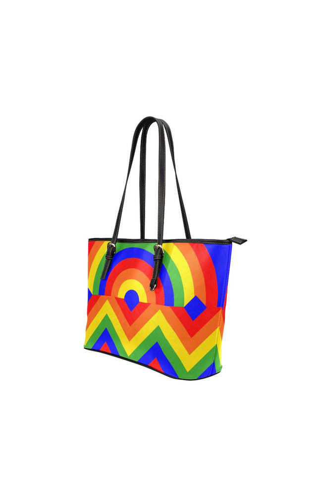 Rainbow in Abstract Leather Tote Bag/Small - Objet D'Art