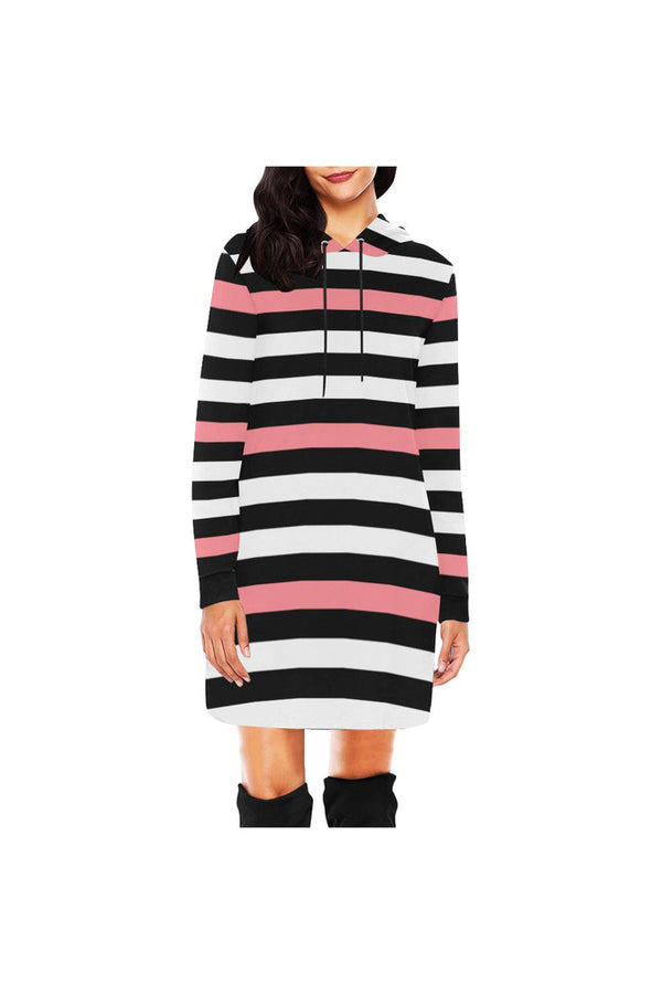 PINK stripe All Over Print Hoodie Mini Dress - Objet D'Art