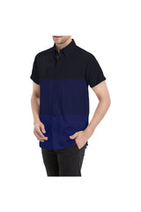 Camisa de manga corta con estampado completo de hombre azul tricolor - Objet D'Art