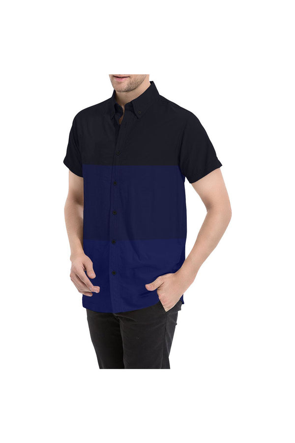 Tri-color Blue Men's All Over Print Short Sleeve Shirt - Objet D'Art