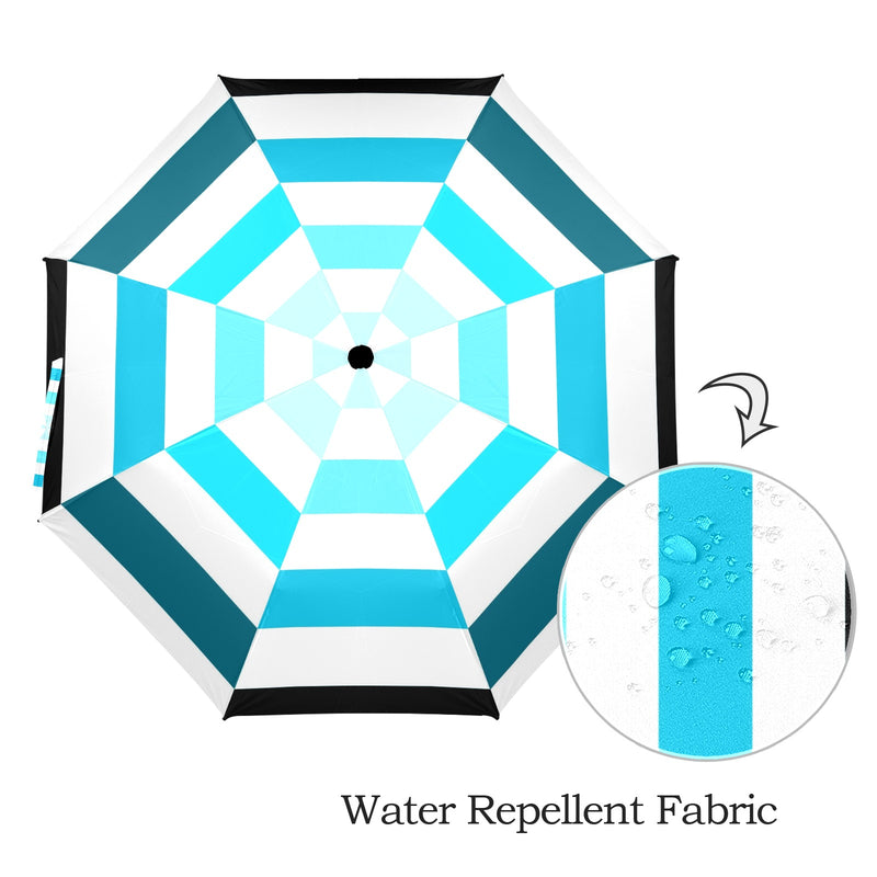 blue striped umbrella ombre Semi-Automatic Foldable Umbrella (Model U12) - Objet D'Art