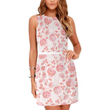 peach rose print Eos Women's Sleeveless Dress (Model D01) - Objet D'Art