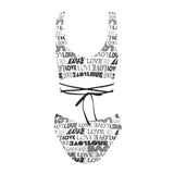 love print bw 2 Cross String Bikini Set (Model S29) - Objet D'Art